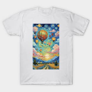 Aerial Symphony: Van Gogh's Starry Night Flight T-Shirt